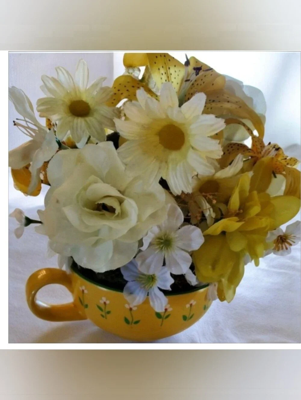 Vintage Handmade Floral Arrangement in Mug